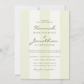 Olive Green Stripe Wedding Invitation 招待状 (正面)
