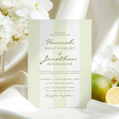 Olive Green Stripe Wedding Invitation 招待状