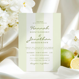 Olive Green Stripe Wedding Invitation 招待状