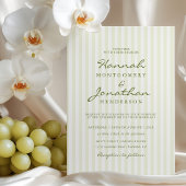 Olive Green Stripe Wedding Invitation 招待状