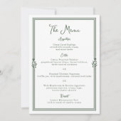Olive Green Striped Old Money Wedding Menu Card 招待状 (正面)
