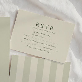 Olive Green Stripes Wedding 出欠カード