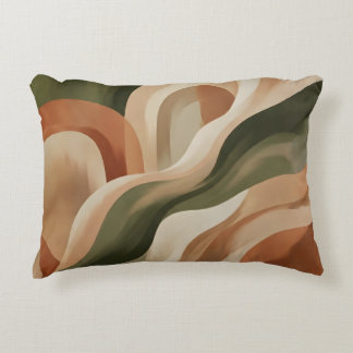 Olive Green Terracotta Abstract Accent Pillow アクセントクッション