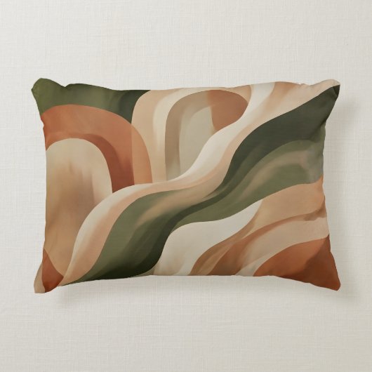 Olive Green Terracotta Abstract Accent Pillow アクセントクッション (正面)