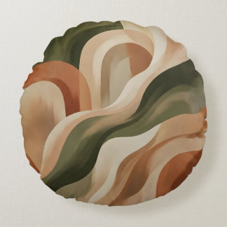 Olive Green Terracotta Abstract Round Throw Pillow ラウンドクッション