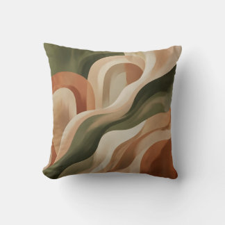Olive Green Terracotta Abstract Throw Pillow クッション