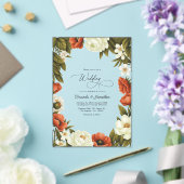Olive Green Terracotta & Soft Ivory Floral Wedding アクリル招待状 (インサイチュ (ウェディング))