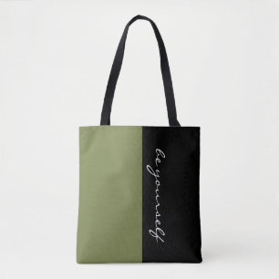 OLIVE GREEN & textに色を付けるだけ トートバッグ