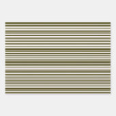 Olive Green Tinsel, Stripes and Confetti Patterns ラッピングペーパーシート (正面2)