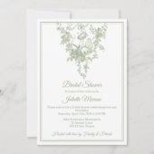 Olive Green Toile de Jouy Bridal Shower Invitation 招待状 (正面)