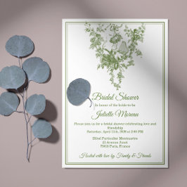 Olive Green Toile de Jouy Bridal Shower Invitation 招待状