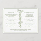 Olive Green Toile de Jouy Wedding Details Enclosur エンクロージャーカード (正面)