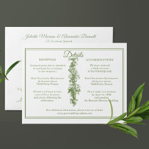 Olive Green Toile de Jouy Wedding Details Enclosur