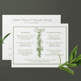 Olive Green Toile de Jouy Wedding Details Enclosur エンクロージャーカード