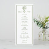 Olive Green Toile de Jouy Wedding Menu Card メニュー (スタンド正面)