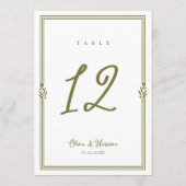 Olive Green Tuscan Elegant Wedding Table Number 招待状 (裏面)