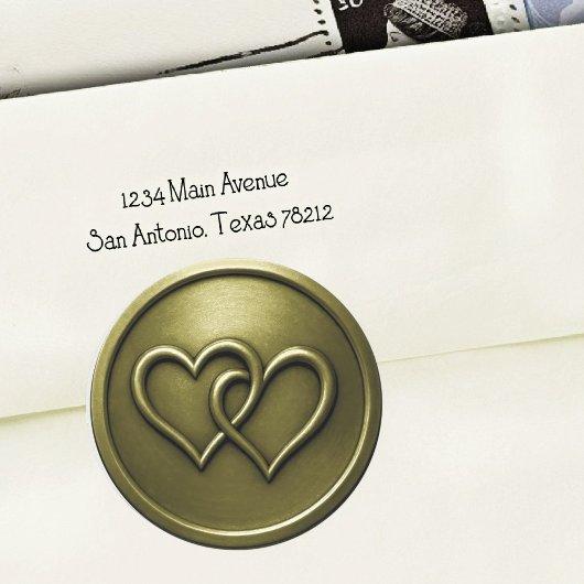 Olive Green Two Hearts Intertwined Wedding ラウンドシール