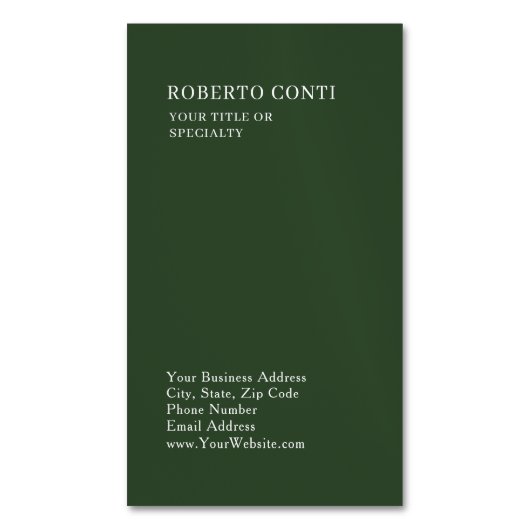 Olive Green Unique Plain Minimalist Modern マグネット名刺 (正面縦)