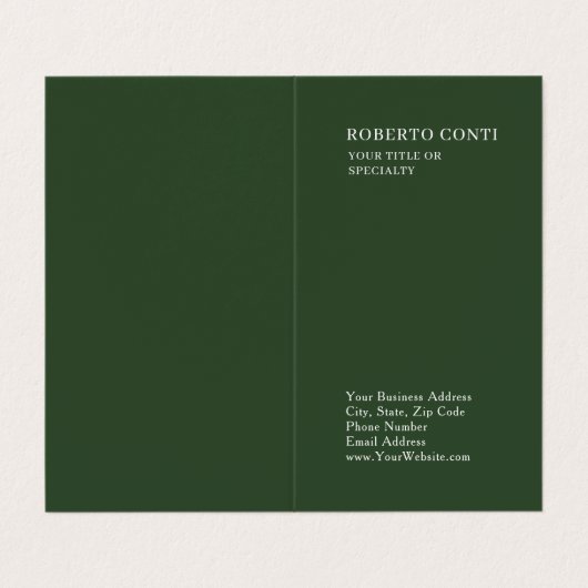 Olive Green Unique Plain Minimalist Modern 名刺 (外部フラット)