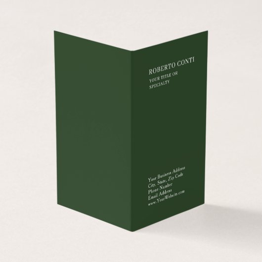 Olive Green Unique Plain Minimalist Modern 名刺 (外部)
