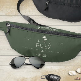 Olive Green Vintage Van Surfer Crew Minimalist ファニーパック