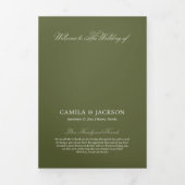 Olive Green Wedding Ceremony 三つ折りプログラム (カバー)