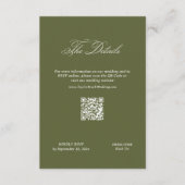 Olive Green Wedding Details Qr Code エンクロージャーカード (正面)