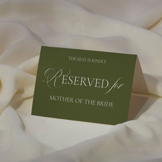 Olive Green Wedding Reserved Place Card カード