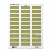 Olive Green Wedding Return Address Label ラベル (フルシート)