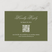 Olive Green Wedding RSVP Qr Code エンクロージャーカード (正面)