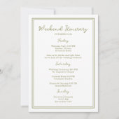 Olive Green Wedding Weekend Itinerary Card 招待状 (正面)