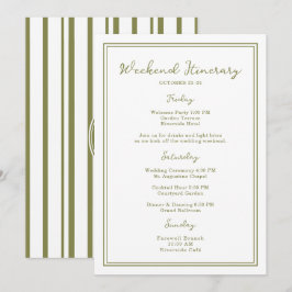 Olive Green Wedding Weekend Itinerary Card 招待状