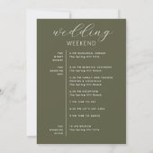 Olive Green Wedding Weekend Timeline & Welcome 招待状 (裏面)