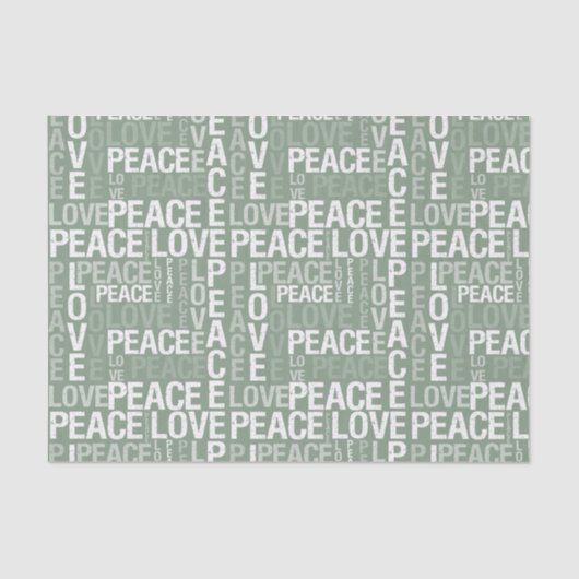 Olive Green White Peace Love Christmas 薄葉紙 (正面)