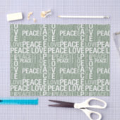 Olive Green White Peace Love Christmas 薄葉紙 (クラフト)