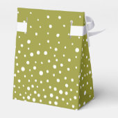 Olive green, white polka dot pattern wedding fav フェイバーボックス (裏面サイド)