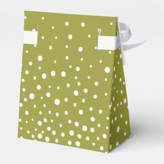 Olive green, white polka dot pattern wedding fav フェイバーボックス (裏面サイド)