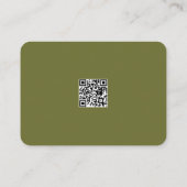Olive Green & White Rose QR Code Wedding エンクロージャーカード (裏面)