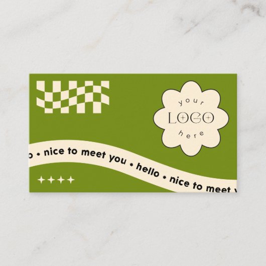 Olive Groovy Editable Business Card for Studio 名刺 (正面)