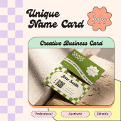 Olive Groovy Editable Business Card for Studio 名刺