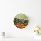 Olive Grove, 淡い色のBlue Sky by Vincent vanゴッホ ラウンド壁時計 (ホーム)