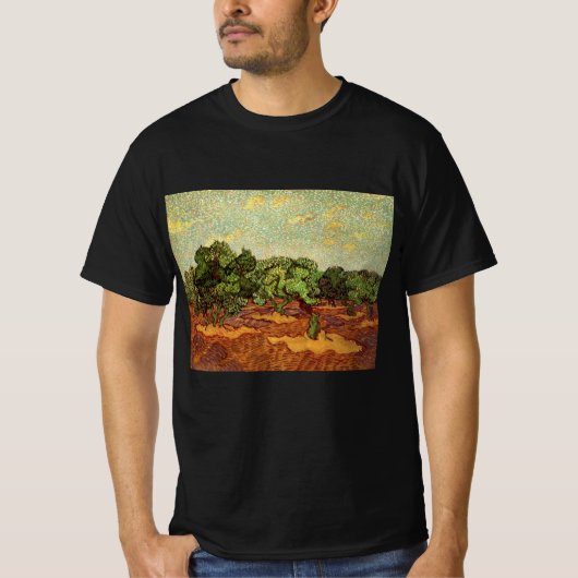 Olive Grove, 淡い色のBlue Sky by Vincent vanゴッホ Tシャツ (正面)
