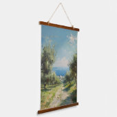 Olive Grove with Coastal Village and Sea 吊り下げ型タペストリー (傾斜あり)