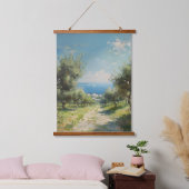 Olive Grove with Coastal Village and Sea 吊り下げ型タペストリー (寝室)