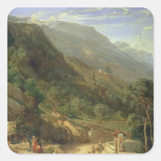 Olive Groves at Varena, Lake Como, Italy, 1861 (o スクエアシール (正面)