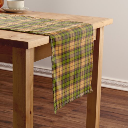 Olive Harvest Gold Plaid Tartan Retro Table Runner ショートテーブルランナー (インサイチュ)