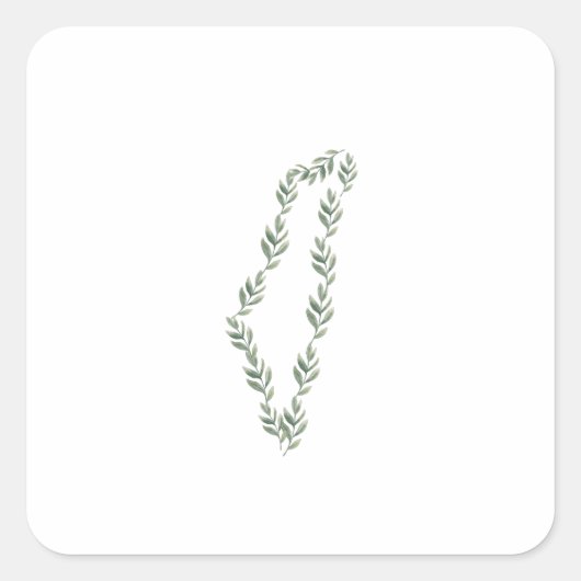 Olive Leaf Map of Palestine スクエアシール (正面)