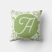 Olive Leaves and Initial Throw Pillow クッション (裏面)