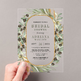Olive Leaves Bridal Shower アクリル招待状