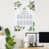 Olive Leaves Greek Island Wedding Seating Chart ポスター (ホームオフィス)